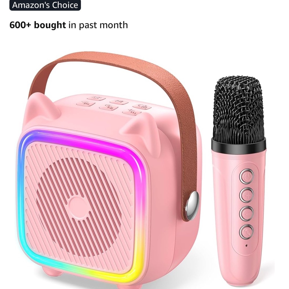 Pink Portable Bluetooth Speaker with Microphone